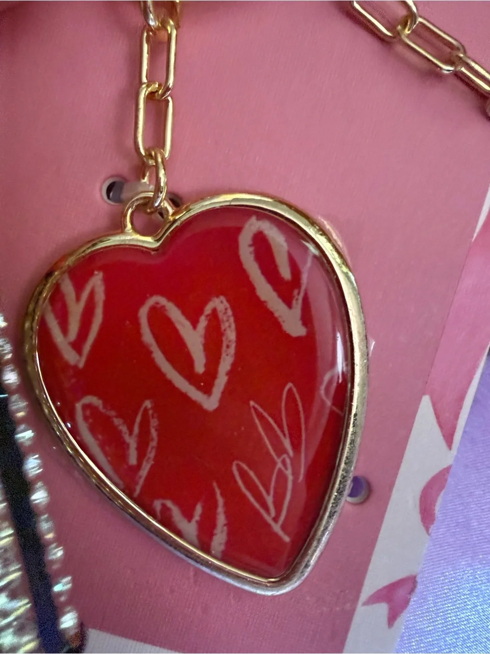 Piper K Red Heart & Lipstick Bag Charm Key Chain